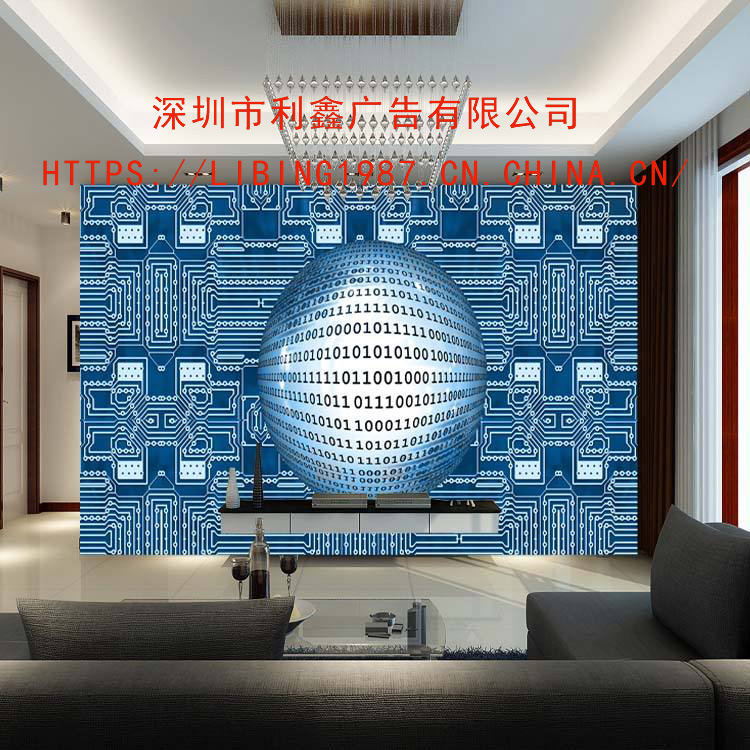 福田公司柜臺背景墻壁畫UV燈片燈箱布噴繪制作