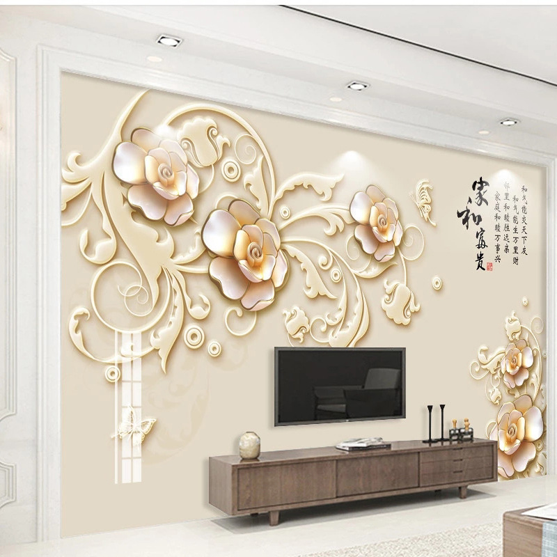 深圳絲絹布定制廠家——電視背景墻絲絹布壁紙/壁畫/中式客廳絲絹布墻紙